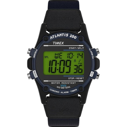 Timex Men's Digital Watch - Atlantis Quartz Green Dial Blue Fabric Strap | TW2V44400VQ ,