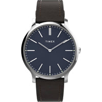 Timex Men's Watch - Trend Gallery Quartz Blue Dial Brown Leather Strap | TW2W43700VQ ,