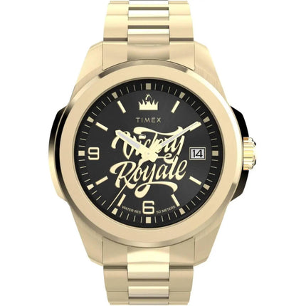 Timex Men's Watch - x Fortnite Essex Black Dial Yellow Gold Bracelet | TW2Y47200JR ,