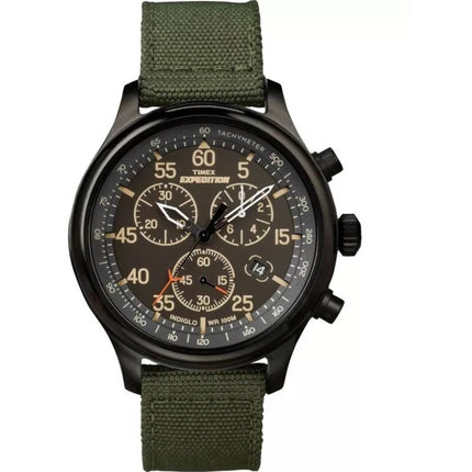 Timex Men's Watch Expedition - Quartz chronograph Black Dial Green Strap | TW4B103009J ,