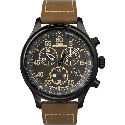 Timex Men's Watch - Expedition Field Quartz Chrono Brown Leather Strap | TW4B208009J ,