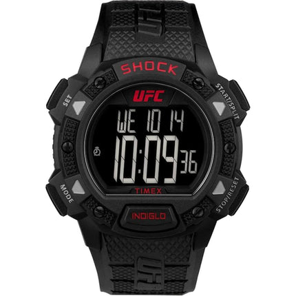 Timex Men's Digital Watch - UFC Core Shock Quartz Black Plastic Strap | TW4B27400JT ,