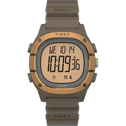 Timex Unisex Digital Watch - Quartz Alarm Brown Dial Silicone Strap | TW5M35400VQ ,