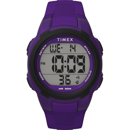 Timex Unisex Digital Watch - Quartz Grey Dial Purple Silicone Strap | TW5M58600SO ,