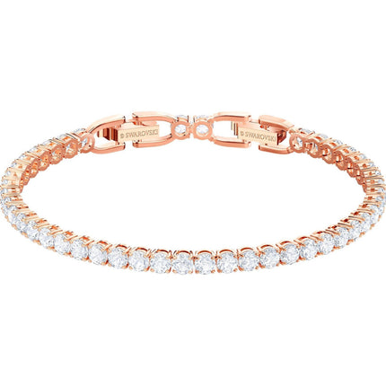 Swarovski Women's Bracelet - Rose Gold Tone White Crystals Round Tennis | 5464948 ,