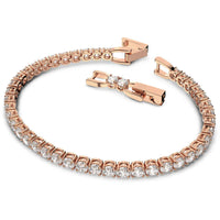 Swarovski Women's Bracelet - Rose Gold Tone White Crystals Round Tennis | 5464948 ,