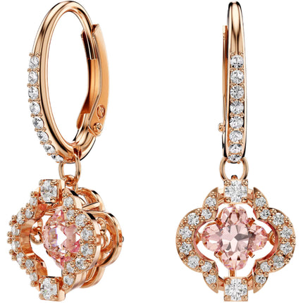 Swarovski Women's Drop Earrings - Una Pink Dancing Stone Rose Gold Plated | 5516477 ,
