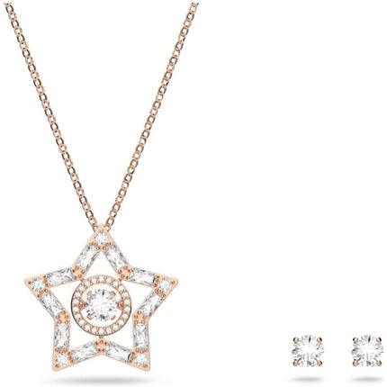Swarovski Women's Stud Earrings and Necklace Set - Stella Rose Gold Tone | 5622730 ,