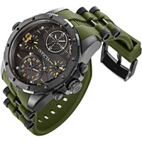 Invicta Men's Watch - Coalition Forces 4 Time Zone Gunmetal and Green Strap | 31138 ,
