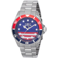 Invicta Men's Watch - Pro Diver Red, White and Blue Dial Silver Bracelet | 48942 ,
