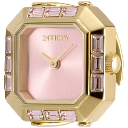 Invicta Women's Mini Ring Watch - Angel Pink Dial Yellow Gold Band Crystal | 49586 ,
