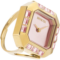 Invicta Women's Mini Ring Watch - Angel Pink Dial Yellow Gold Band Crystal | 49586 ,
