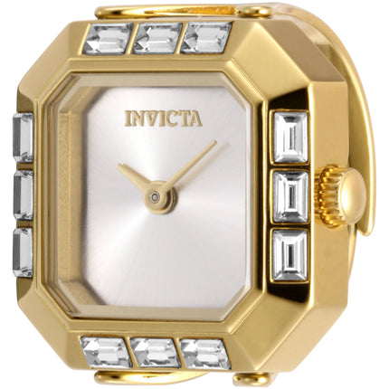 Invicta Women's Mini Ring Watch - Angel Silver Dial Yellow Gold Band Crystal | 49587 ,