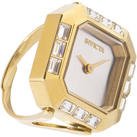 Invicta Women's Mini Ring Watch - Angel Silver Dial Yellow Gold Band Crystal | 49587 ,
