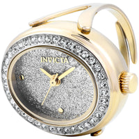 Invicta Women's Mini Ring Watch - Angel Silver Glitter Dial Yellow Gold Band | 49599 ,