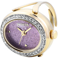 Invicta Women's Mini Ring Watch - Angel Pink Glitter Dial Yellow Gold Band | 49600 ,