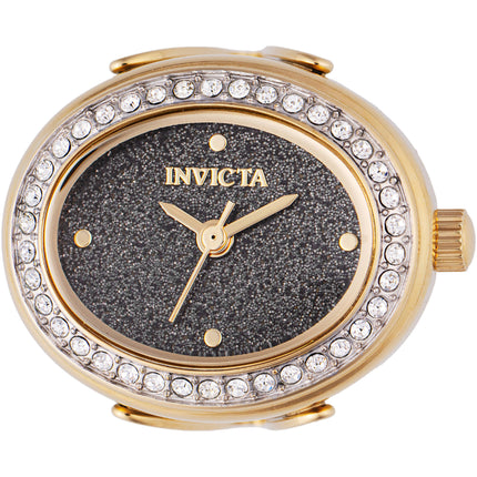Invicta Women's Mini Ring Watch - Angel Black Glitter Dial Yellow Gold Band | 49601 ,