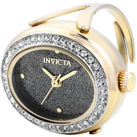 Invicta Women's Mini Ring Watch - Angel Black Glitter Dial Yellow Gold Band | 49601 ,