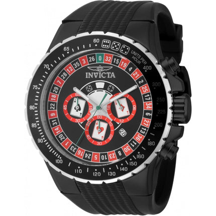 Invicta Men's Watch - Aviator Chrono Black, Red and Silver Dial Rubber Strap | 49849 ,
