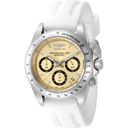 Invicta Men's Watch - Speedway Quartz Chrono Gold Dial White Silicone Strap | 50487 ,