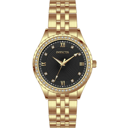 Invicta Women's Watch - Wildflower Quartz Black Dial Yellow Gold Steel Bracelet | 69219 ,
