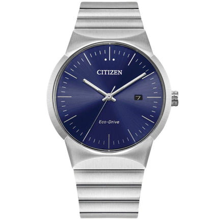 Citizen Men's Watch - Axiom Eco-Drive Blue Dial Silver Steel Bracelet | BM7580-51L ,