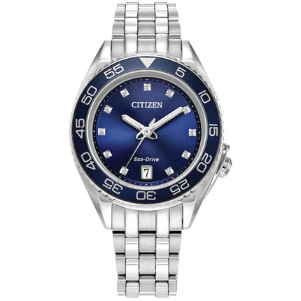 Citizen Men's Watch - Carson Eco-Drive Blue Dial Silver Steel Bracelet | FE6160-57L ,