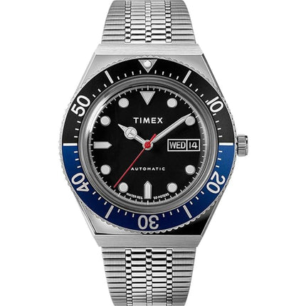 Timex Men's Watch - M79 Automatic Black Dial Silver Steel Bracelet | TW2U29500V3 ,