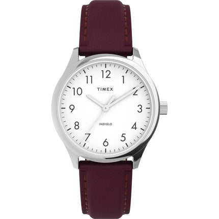Timex Women's Watch - Easy Reader Quartz White Dial Burgundy Strap | TW2V36100JT ,