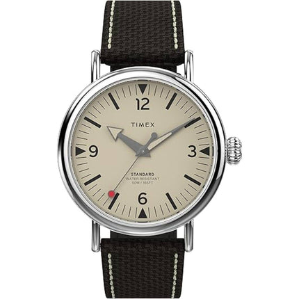 Timex Men's Watch - Standard Quartz Cream Dial Brown Fabric Strap | TW2V44100VQ ,