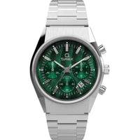 Timex Men's Watch - Q Timex Chronograph Green Dial Silver Steel Bracelet | TW2W33600VQ ,