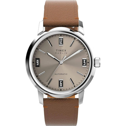 Timex Men's Watch - Marlin Automatic Brown Dial Leather Strap Analog | TW2W59300VQ ,