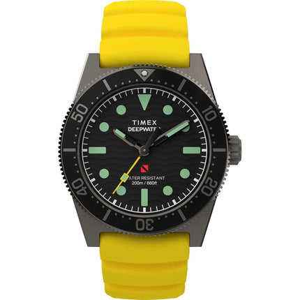 Timex Men's Watch - Deep Water Quartz Black Dial Yellow Rubber Strap | TW2W74800VQ ,
