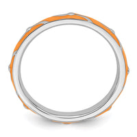 Sterling Silver Stackable Expressions Orange Enamel Ring | QSK1504 ,