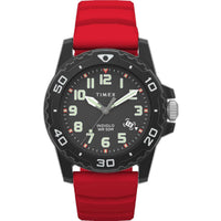 Timex Men's Watch - Main Street Quartz Black Dial Red Silicone Strap | TW5M61000JT ,