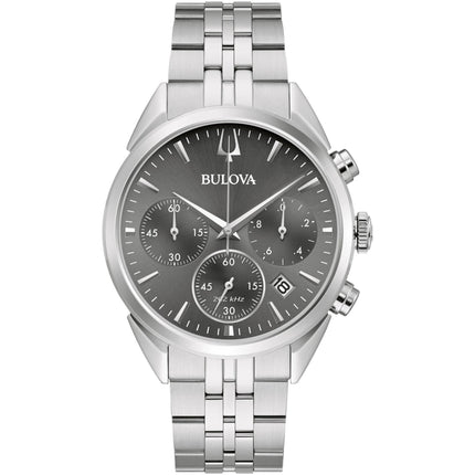 Bulova Men's Watch - High Precision Chronograph Grey Dial Silver Bracelet | 96B372 ,