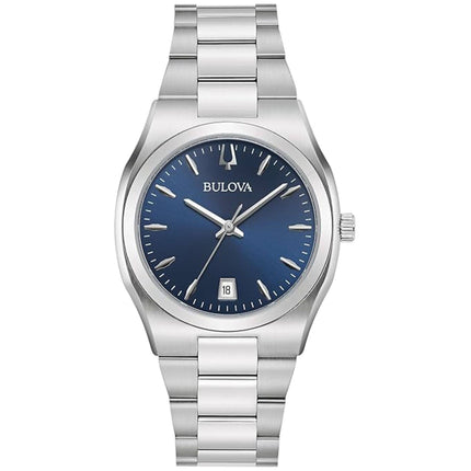 Bulova Women's Watch - Classic Surveyor Blue Dial Silver Steel Bracelet | 96M157 ,