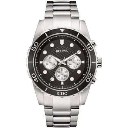 Bulova Men's Watch - Classic Chronograph Black and Silver Dial Bracelet | 98A154 ,