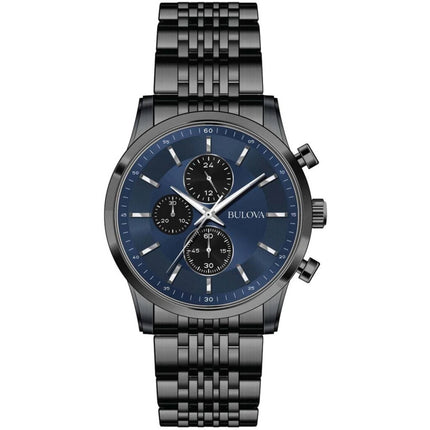 Bulova Men's Analog Watch Quartz Chronograph Blue and Black Dial Steel Bracelet 98A300 ,