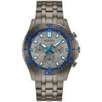 Bulova Men's Analog Watch - Quartz Chronograph Grey Dial Steel Bracelet Date | 98B434 ,