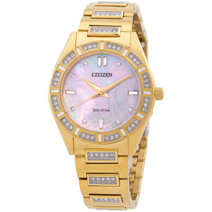 Citizen Women's Watch - Silhouette Crystal Eco-Drive Yellow Gold Bracelet | EM1022-51D ,