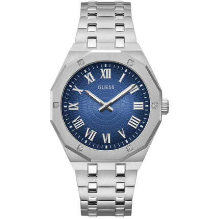Guess Men's Analog Watch - Quartz Blue Dial Silver Stainless Steel Bracelet | GW0575G4 ,