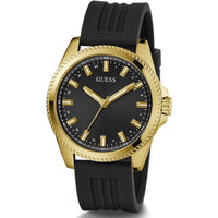 Guess Men's Watch - Quartz Yellow Gold Case Black Silicone Rubber Strap | GW0639G2 ,