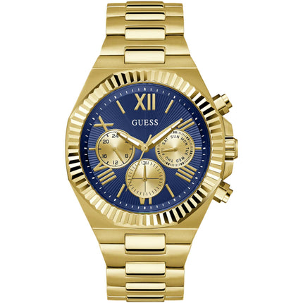 Guess Men's Watch - Equity Blue Dial Yellow Gold Steel Bracelet Day-Date | GW0703G6 ,
