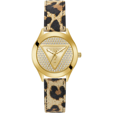 Guess Women's Watch - Quartz Champagne Dial Leopard Genuine Leather Strap | GW0745L2 ,