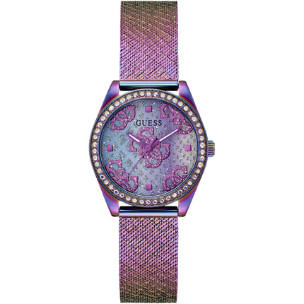 Guess Women's Watch - Quartz Purple Dial Iridescent Steel Mesh Bracelet | GW0748L3 ,