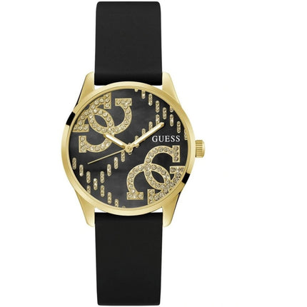 Guess Women's Watch - Quartz Yellow Gold Case Black Silicone Rubber Strap | GW0755L3 ,