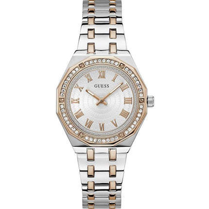 Guess Women's Analog Watch - Quartz White Dial Two Tone Steel Bracelet | GW0770L5 ,