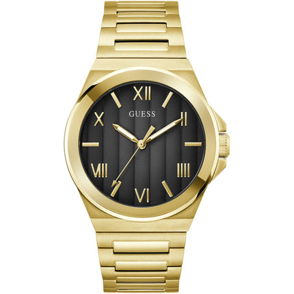 Guess Men's Analog Watch - Quartz Black Dial Yellow Gold Steel Bracelet | GW0789G2 ,
