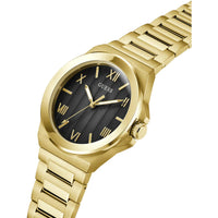 Guess Men's Analog Watch - Quartz Black Dial Yellow Gold Steel Bracelet | GW0789G2 ,